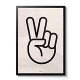 Minimalist Graphic Hand Peace Sign Bold Outline Wall Art Print