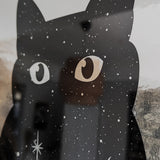 Astro Cat silver mirror foil print