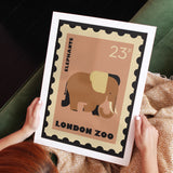 London Zoo Stamp collection print - Elephant