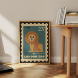London Zoo Stamp collection print - Lion