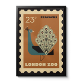 London Zoo Stamp collection print - Peacock