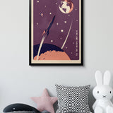 To The Moon and Back Rocket Space Galaxy art print