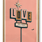 LOVE PRINT - PINK WITH OAK FRAME
