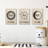 Sun, Moon & Stars - 3 Giclée Print Set
